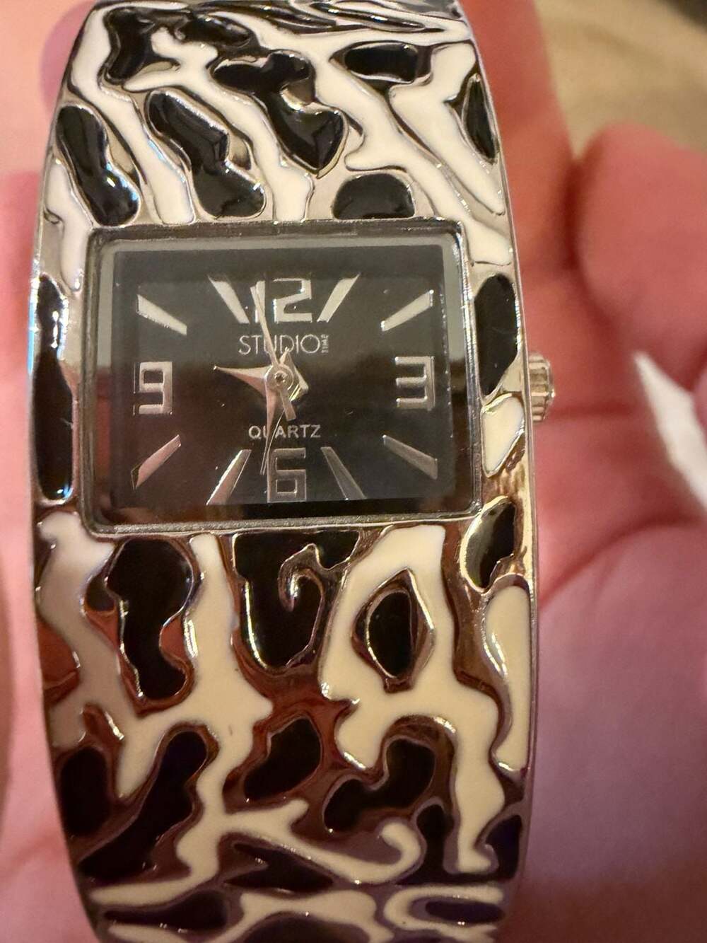 Studio Time Women's Zebra Pattern Cuff Bracelet Quartz Analog Watch